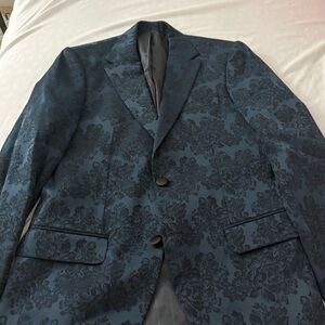 Boohoo Navy Floral Men's Blazer (Size: 36)